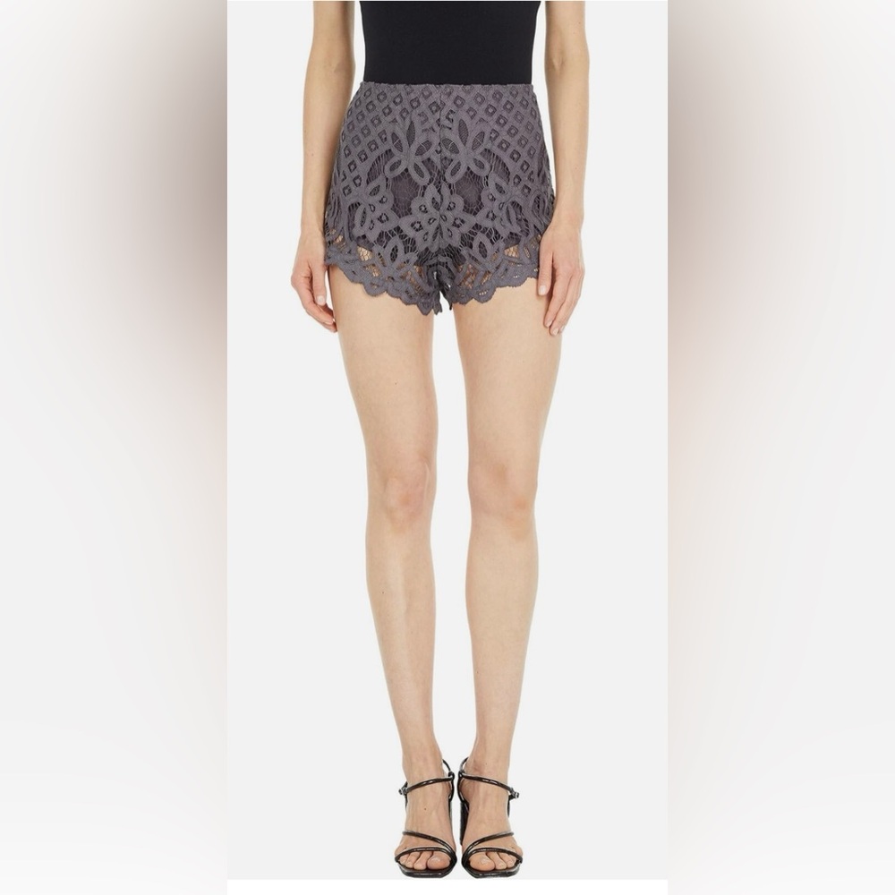 Women’s Gray Crochet Lace High-Waist Shorts - Picture 2 of 11